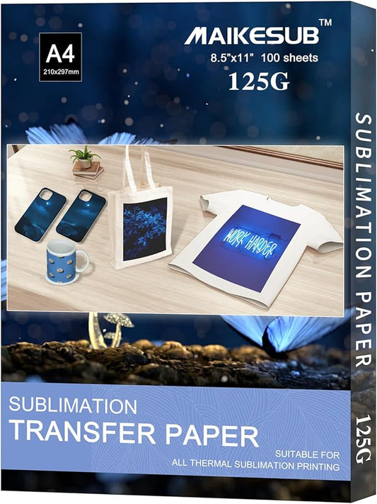 Sublimation Paper 8.5x11 Inch, 100 Sheets, Compatible with Sublimation Printer and Ink, 125g