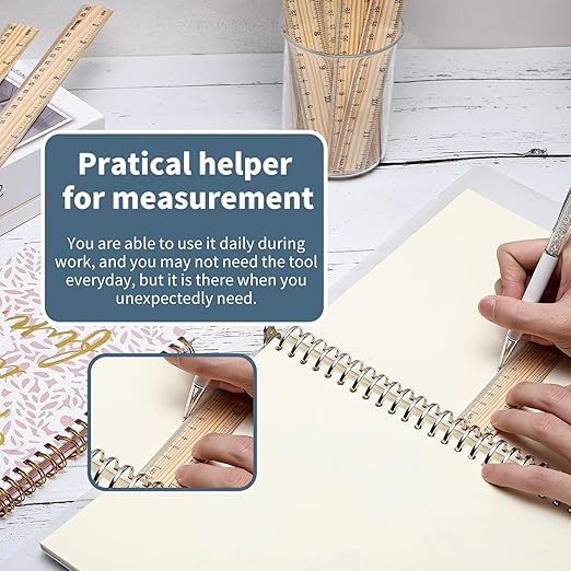 72 Pack Wooden Ruler 6 Inch Rulers Bulk Wood Measuring Ruler Office Ruler 2 Scale