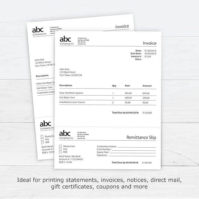 PrintWorks Professional 3 1/4" Horizontal Perforated Paper 8.5” x 11” - Perfect For W-2, 1099, & Statement Use - Made in the USA - 500 Sheets - 24 lb - Printer Compatible - White (04117)