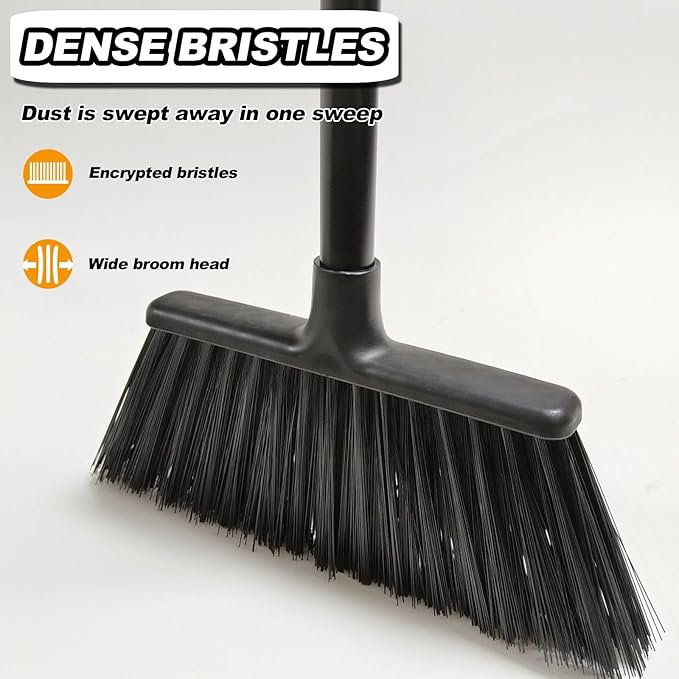 Xifando 54 Inch Long Metal Handle Household Broom - Adjustable Heavy-Duty Broom for Indoor and Outdoor Cleaning, Suitable for Homes, Garages, Kitchens, Bathrooms, Malls, Offices, and Yards