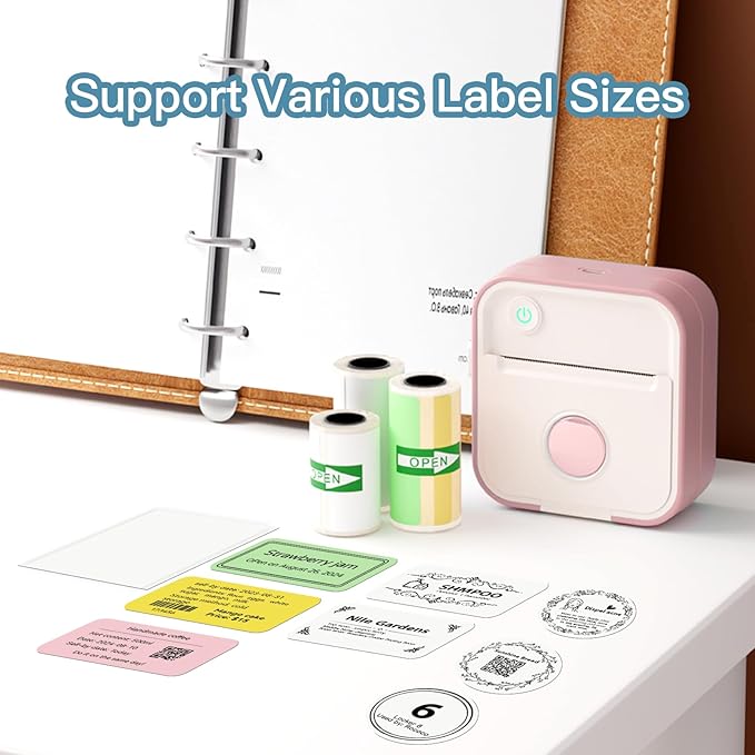 Label Maker, Portable Thermal Printer Compatible with iOS & Android, Sticker Maker for School, Home, Office, Photos, Notes