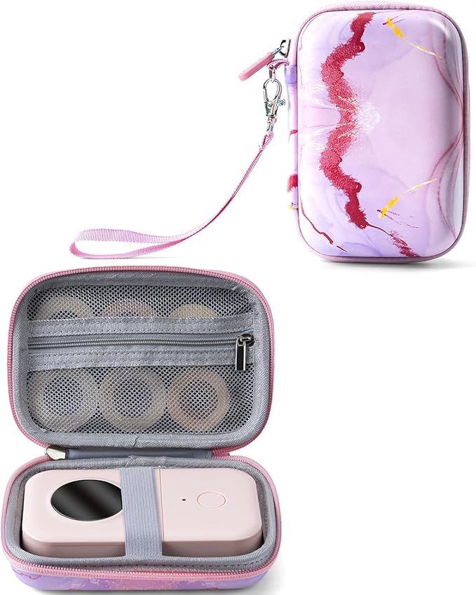 Phomemo D30 D35 Label Maker Case, Storage Bag Compatible with NELKO P21/NIIMBOT D11/JADENS D110/SUPVAN E10 Label Printer, Fits for Mini Labels Sticker Machine, Box Only - Pink