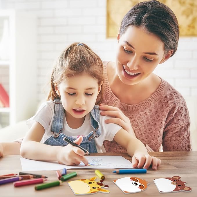 Yinder 24 Pads Cute Sticky Notes Kawaii Fun Animal Sticky Notes Pads Bulk Cartoon Memo Self Adhesive for Veterinary Gift Office School Tab Party Supplies(Multi Animals)