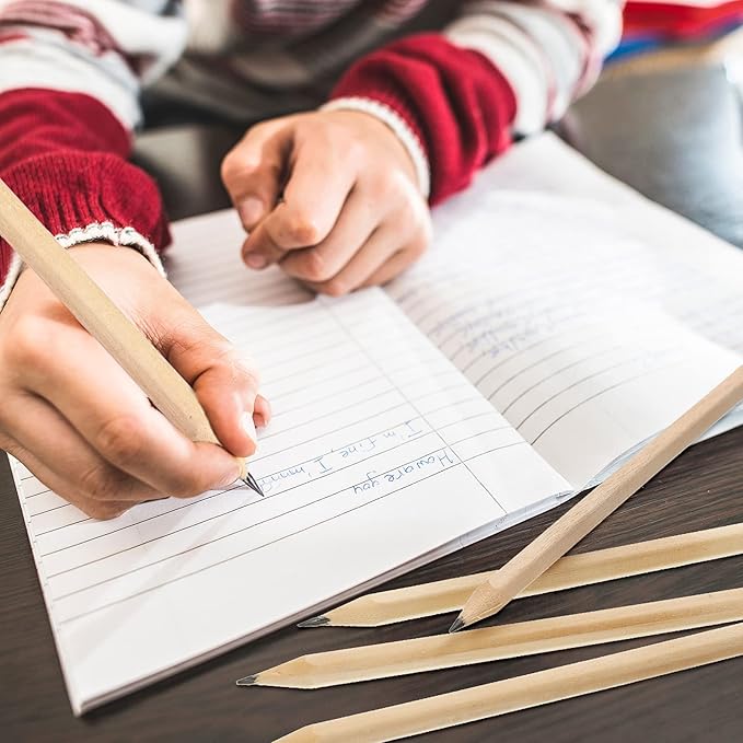 Fumete 500 Pieces Wooden Pencils Bulk No Eraser Hexagonal HB Graphite Unsharpened Natural Wood Pencils Without Erasers Christmas Classroom Gifts for Students Bulk Christmas Goodie Bag Stuffers