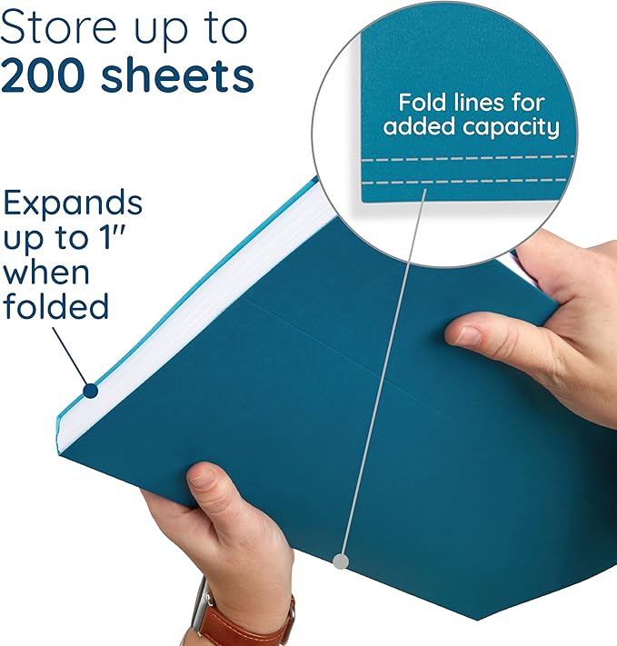 25 Blue Summit Supplies Colored Hanging File Folders Legal Size, 9.5" x 14.75", Legal Size Hanging File Folders for Filing Cabinet with Plastic Tabs and Inserts, Assorted Jewel Tone Colors, 11pt Paper