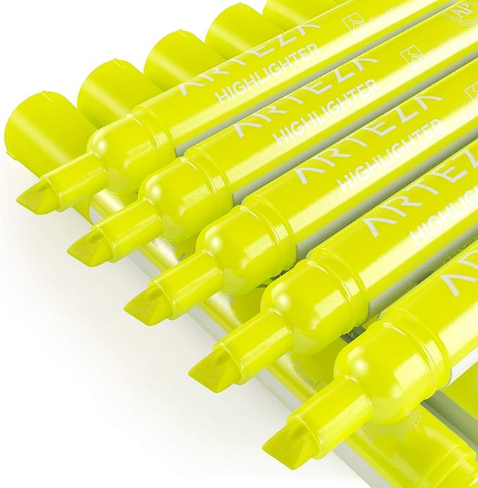 ARTEZA Yellow Highlighters in Bulk, Pack of 64, Chisel Tip Markers