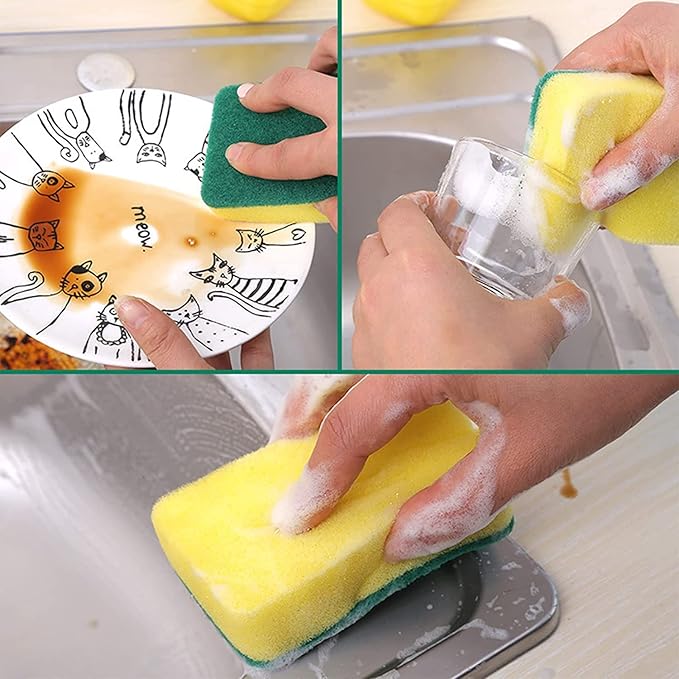 Sponge Individually Wrapped 200 Pack Kitchen Dishwashing Sponge, Non Scratch Scouring Pad, Odor-Free Sponge Wipes for Travel Apartments