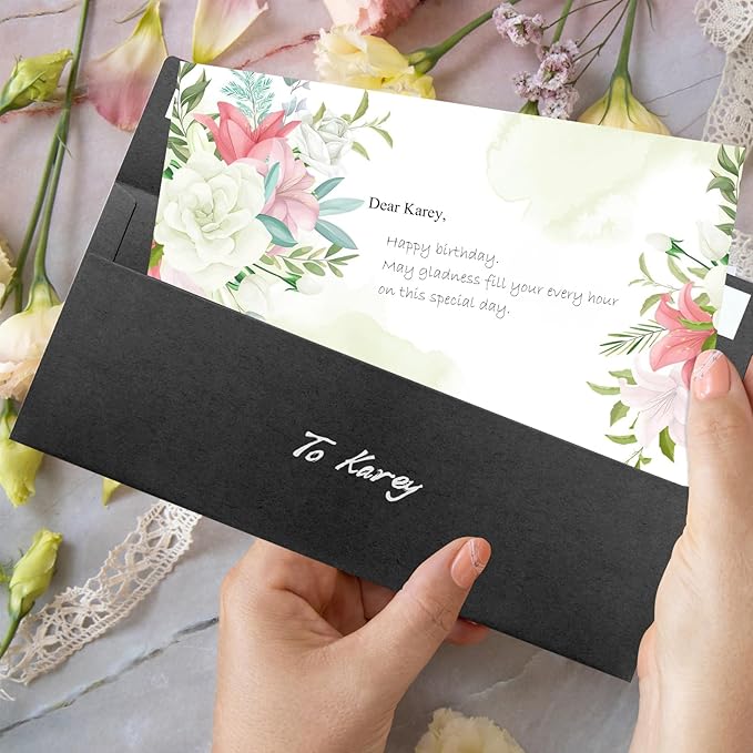 100 Pack Black #10 Business Envelopes, Standard Envelopes Self Seal, 4 1/8 x 9 1/2 Inch Letter Size Business Mailing Envelopes for Checks Invoices Statements Baby Shower Wedding Birthday Graduation