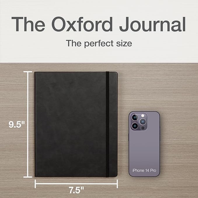 Oxford Journal, Lined Writing Notebook, Writer's Journal, Classic Notebook for School or Office, 192 Pages, 7.5" x 9.5", Hardcover, Black (75506)