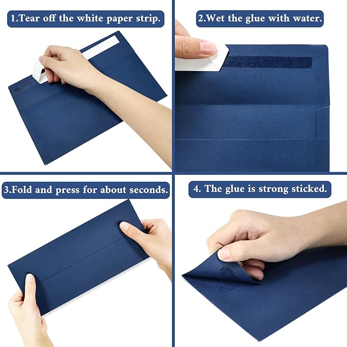 50 Pack #10 Business Envelopes, Navy Blue Standard Envelopes Self Seal, Letter Size Mailing Envelopes for Checks Letters Invoices Statements Birthday Graduation Wedding,4 1/8 x 9 1/2 Inch