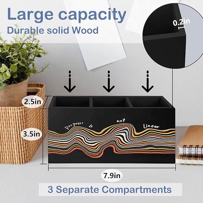 SNNDER Mental Health Gifts Pen Holder for Desk, Therapist Gifts, Inspirational Mental Health Wooden Pen Pencil Holder Organizer for Therapy Counselor Office Desk Accessories