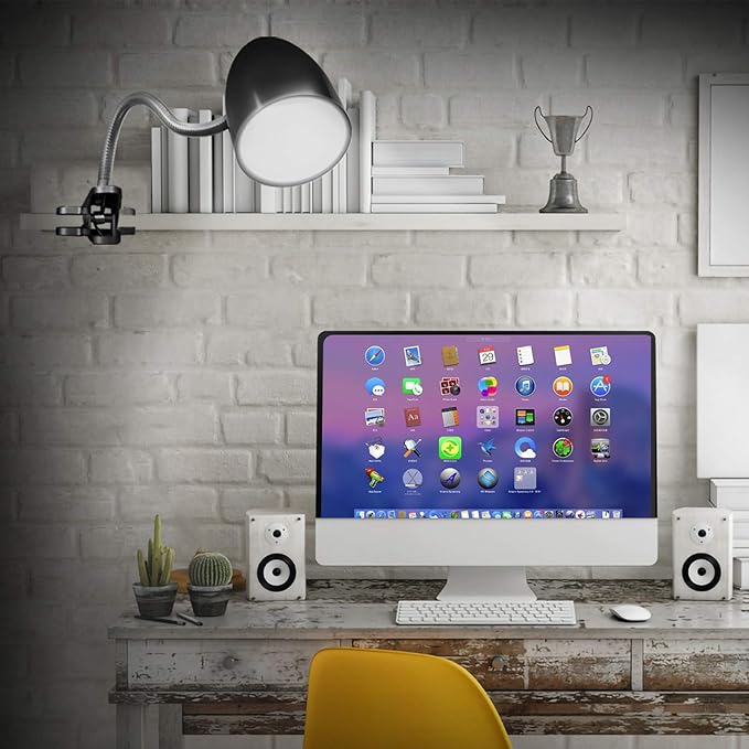 Clip on Light for Bed, Non-Dimmable Clip on Reading Light for Bed, 4000K Cool White, 3.5W 240 LM Desk lamp with clamp, Eye Protection, ETL Listed, Black