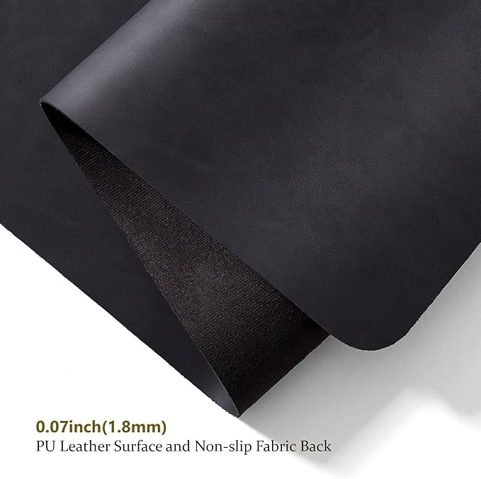 Distressed Leather Desk Mat - Non-Slip PU Desk Pad for Office and Home - Desk Organization and Accessories - Ideal for Large Mouse Pad and Desk Mats on Top of Desks(Charcoal Black,31.5"x 15.7")