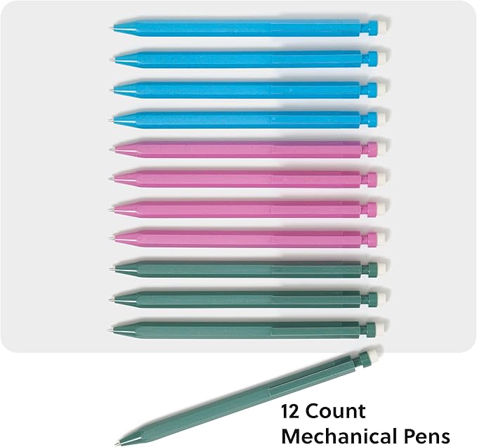 U Brands U-Eco Recycled Mechanical Pencil Set, Bulk Mechanical Pencils 0.7mm, Speckled Brights, Medium Lead, School Supplies, 12 Pack (6591U)