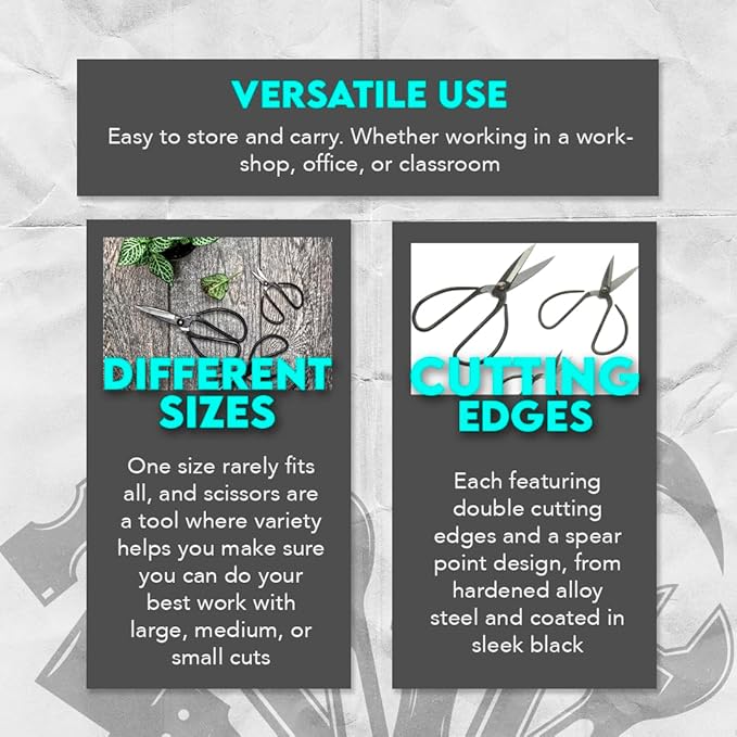 SE Chinese Scissors with Super Sharp Edges Suitable for Embroidery, sewing, Craft, Art Work, and Everyday Usage (8-6-4-Inch Bundle)