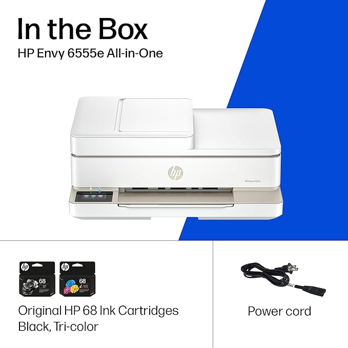 HP Envy 6555e Wireless All-in-One Color Inkjet Printer, Portobello, Print, scan, copy, Duplex printing Best-for-home, 3 month Instant Ink trial included, AI-enabled (714N5A)
