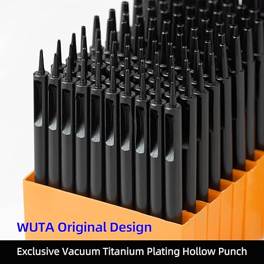 WUTA Leather Punches Round Hole Puncher Plating Titanium Hollow Punching Tool Working for Watch Band, Fabric, Plastic (10pcs 3.5m Hole Punch)