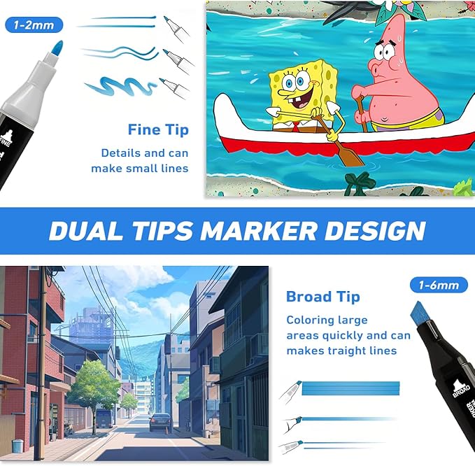 80 Colors Alcohol Markers Art Markers for Kids and Adult Drawing Marker Dual Tip Coloring Painting Perfect for Boys Girls Students Gift