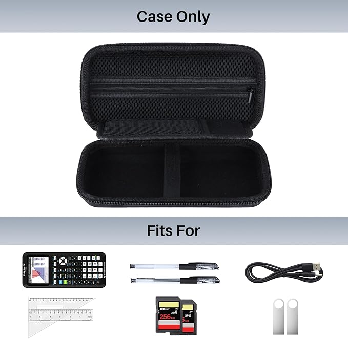 Hard Case Replacement for Texas Instruments TI-84 Plus CE/TI-84 Plus/TI-Nspire CX II CAS/TI-Nspire CX II/TI-83 Plus/TI-89 Titanium/TI-85 / TI-86 Color Graphing Calculator (Black Case)