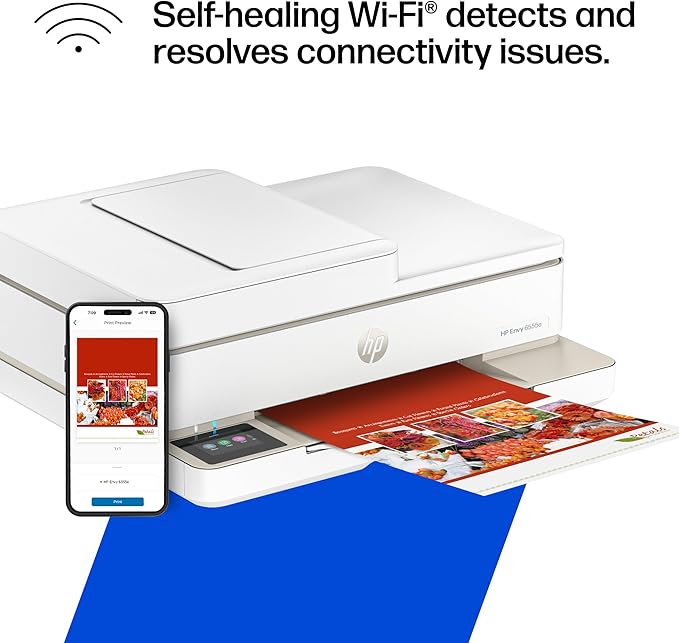 HP Envy 6555e Wireless All-in-One Color Inkjet Printer, Portobello, Print, scan, copy, Duplex printing Best-for-home, 3 month Instant Ink trial included, AI-enabled (714N5A)