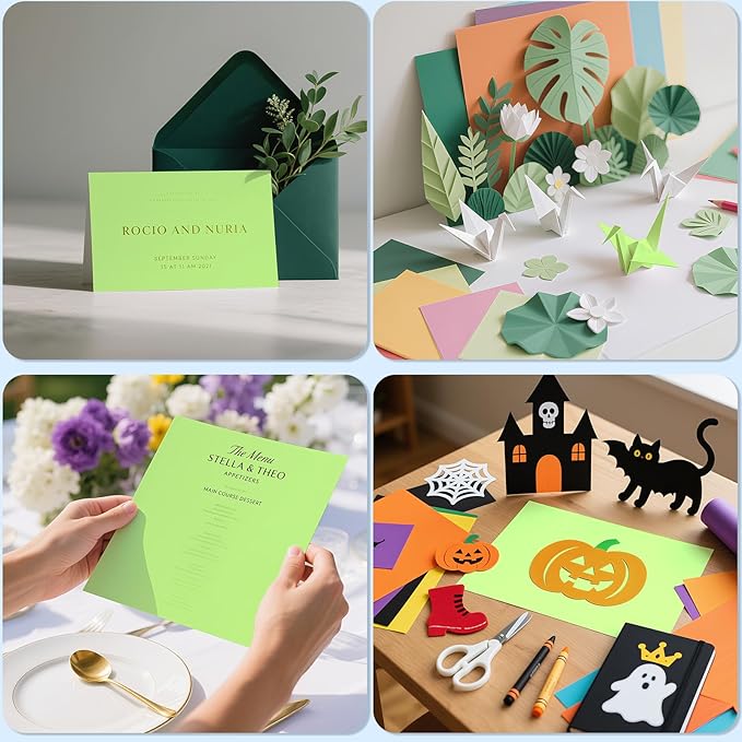 160 Sheets Cardstock Paper 8.5 x 11 Heavyweight Weight 200gsm Green Card Stock Paper Printing, Crafts, Invitations | Smooth Printer Cardstock Paper | Bulk Construction Paper DIY & Professional Use