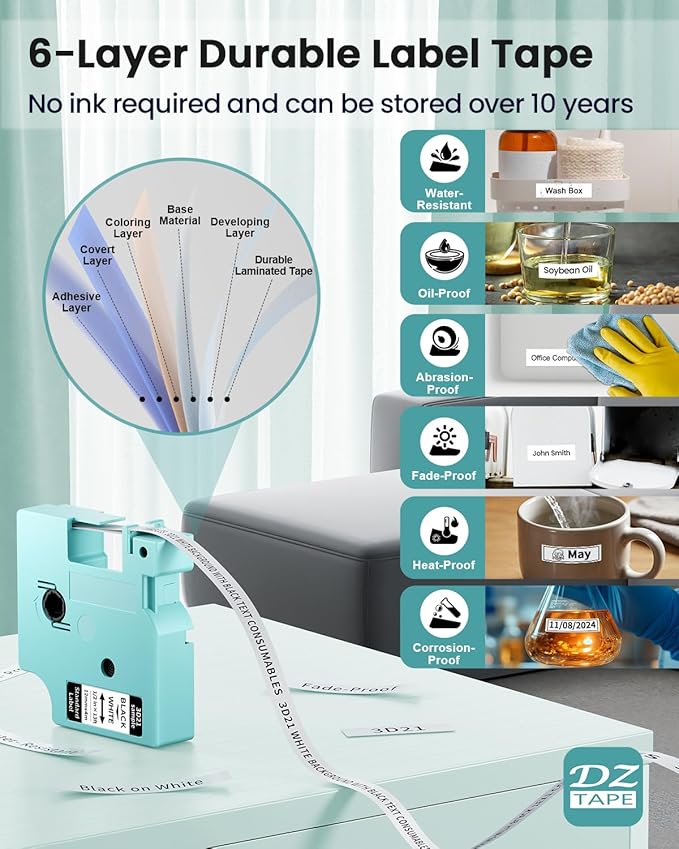 LM1600 D1600 Label Maker Tapes Compatible DYMO D1 Label Tape 45013 S0720530 Replace for D1 A45013 Refills, for DYMO LabelManager 160 420P 210D 280 360D PnP, Black on White, 1/2 Inch x 23Ft