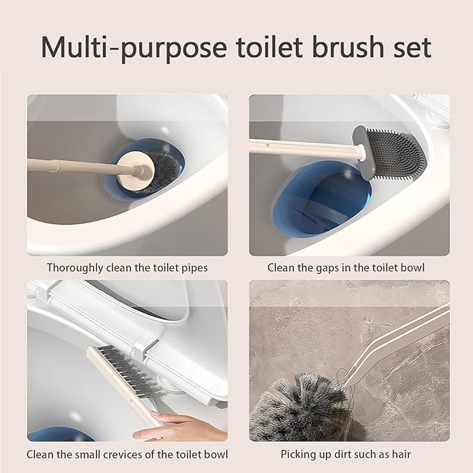 Basaza Toilet Brush and Holder Set Toilet Bowl Cleaning Brush and Holder for Bathroom 4 in 1 Light Green Toilet Bowl Cleaner Brushes & Holders Bathroom Accessories Floor Standing or Wall Mounted