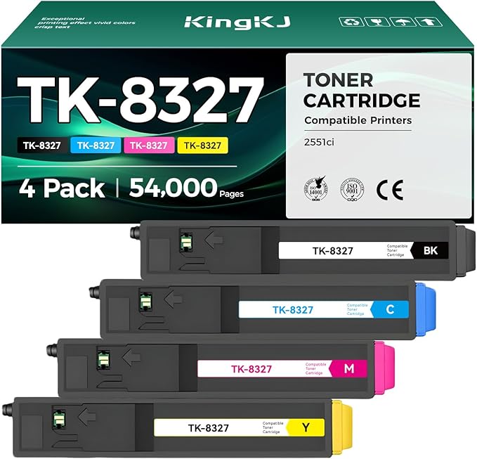 TK-8327 TK8327 High Capacity Toner Cartridge Set Color 4-Pack Replacement for TK-8327K TK-8327M TK-8327C TK-8327Y Toner Compatible with Kyocera TASKalfa 2551ci Printer Copy (Black Cyan Magenta Yellow)