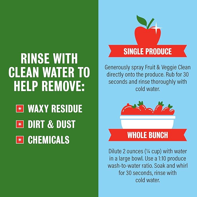 Rebel Green Fruit and Veggie Wash, Natural Fruit and Vegetable Produce Cleaner