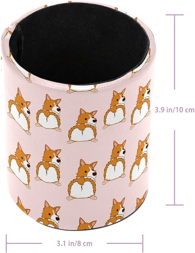 corgi dog (2) Desk Pen Holder Stand Pencil Cup Pot Desk Organizer Makeup Brush Holder