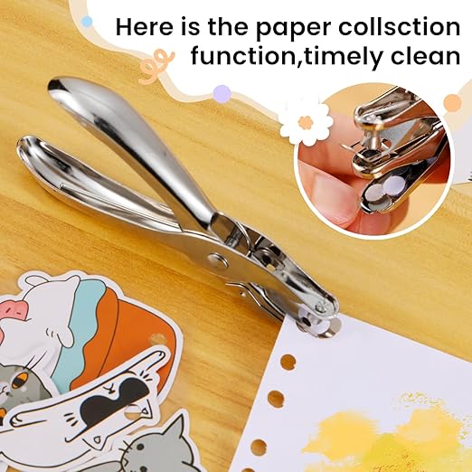 24 Pack 1 Hole Punch 1/4 Inch Single Hole Puncher Metal 5 Sheet Capacity Single Hole Punch Set Silver Paper Punches for Office Perforating Machines Craft Paper Tags Clothing Ticket DIY