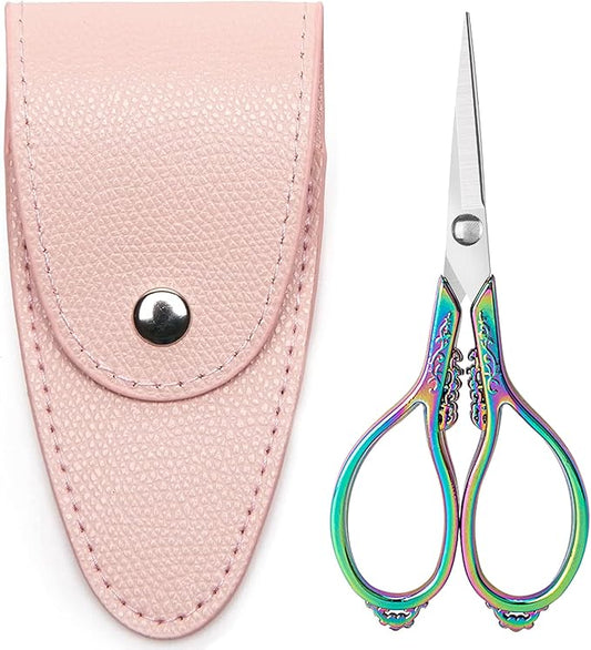 4.4 INCH Small Embroidery Scissors, Sharp Pointed Tip, With Cover, Travel Size, Mini Crochet Scissors, Titanium