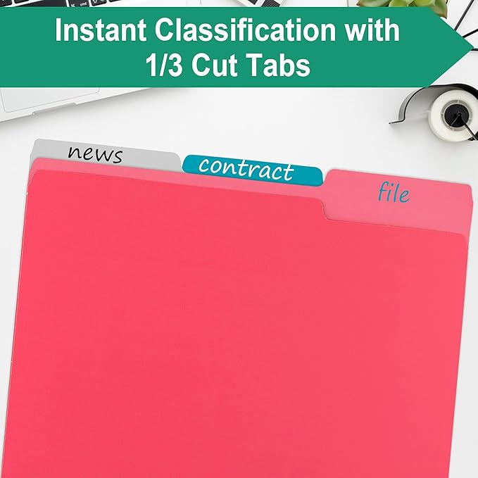 18Pack Light Red File Folder,1/3 Cut Tab,Letter Size,Colored File Folders,Great for Organizing and Easy File Storage