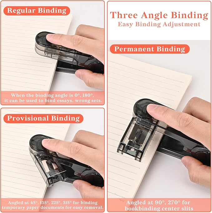 Temiary Swing-Arm Swivel Stapler with 400 Staples, 360 Degree Rotate Desktop Staplers for Booklet or Book Binding, 25 Sheet Capacity for Desk Classroom Office Supplies (Black)