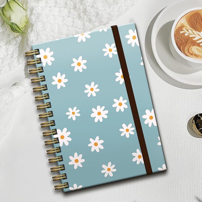 Spiral Journal Notebook,Strong TwinWire Binding with Premium Paper for Girl Women,Cool Funny 120 Pages,100gsm A5 College Ruled NotebookJournal,Perfect for Gifts Nurse Teacher Women(Cute Daisy)