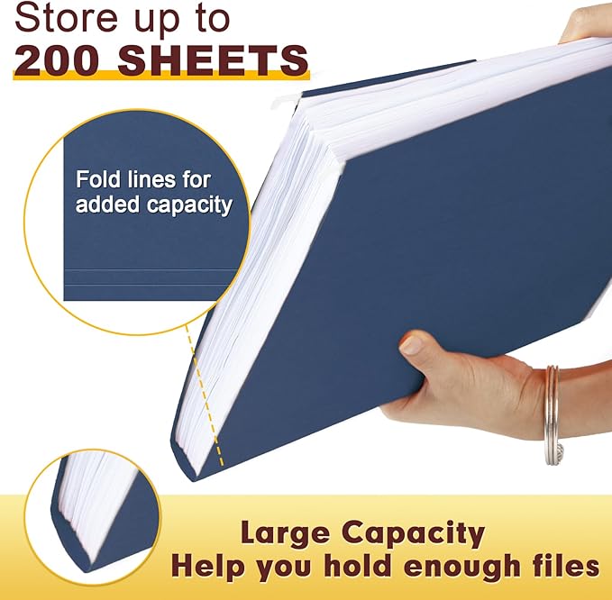 HERKKA Hanging File Folders, 30 Pack Reinforced Letter Size Hanging Folders, Designed for Bulky Files, Filing Cabinet, 1/5-Cut Adjustable Tabs (Blue)