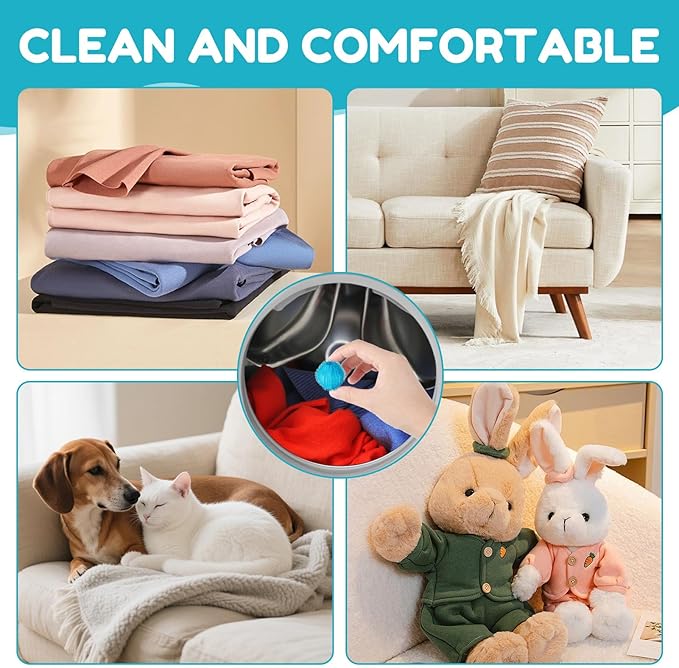 Pet Hair Remover for Laundry 12PCS Reusable Dog Hair Catcher Efficient for Clothes Bedding Washer Dryer Safe No Fabric Damage