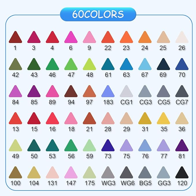 wyewye Alcohol markers set 60 colors,Drawing Art Pens for Kids,Dual Tip Permanent Art Markers for Adults, Sketch Marker for Drawing Journal Note Doodle,Painting markers for Artists