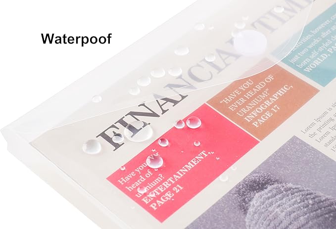 8.5 x 11 Letter Sized Clear Plastic Envelopes with Expanding Gusset Document File Storage Holder 40 Pack Hook Loop Closure