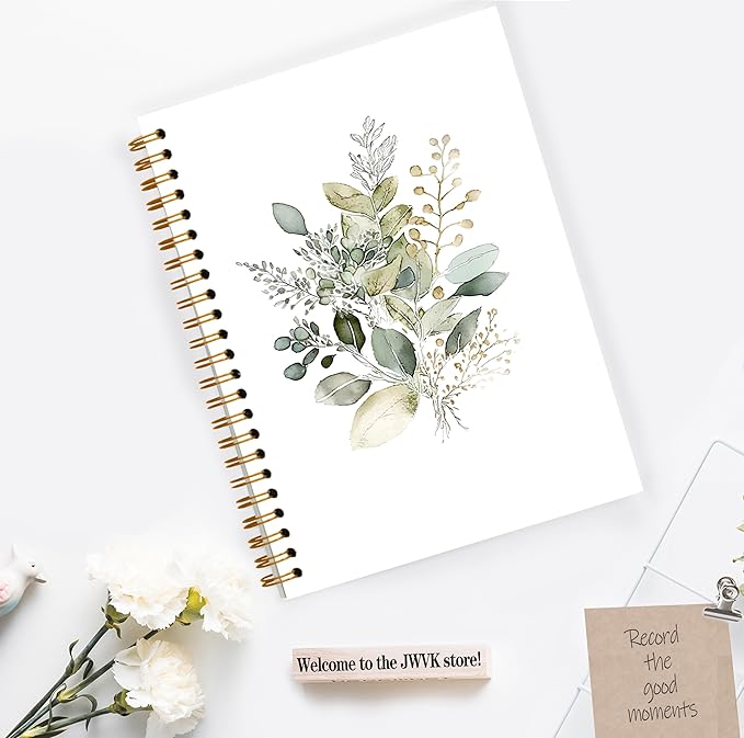 Boho Sage Green Floral Spiral Notebook, Green Eucalyptus Botanical Notebooks for Note Taking, Flower Floral Aesthetic Journal for Women, 5.5x8.3 Inch