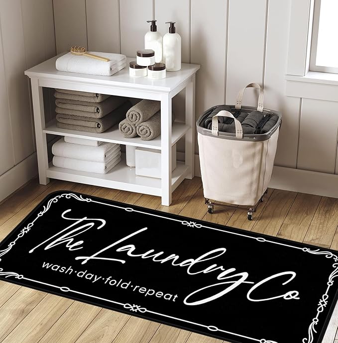 Laundry Room Rug Runner 24"X72" Non Slip Farmhouse Mats Organization and Washable Floor Long Rugs for Laundry Room Accessories Mudroom Kitchen Bathroom Area Rugs Decor
