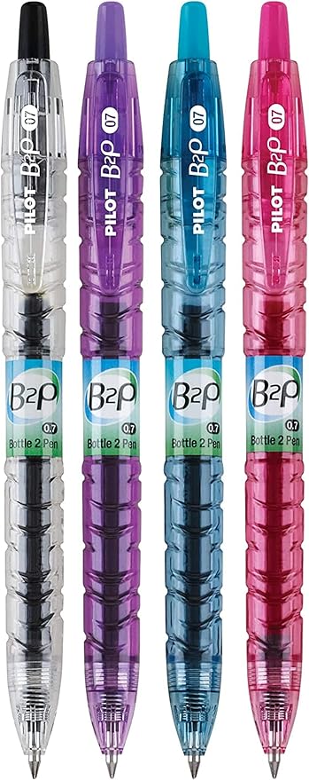 PILOT B2P Colors (New 2020! in retail packaging) - Bottle to Pen Refillable & Retractable Rolling Ball Gel Pen Made From Recycled Bottles, Fine Point, Color G2 Inks, 4-Pack