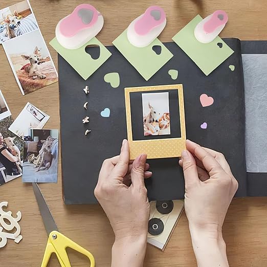 LOVEINUSA Pink Heart Shape Hole Punch 3PCS Set, High Precision Design for Romantic Heart Patterns for Wedding, Greeting Cards Decations, Scrapbooking DIY, Tissue Papers for Gift Bags & Decorations