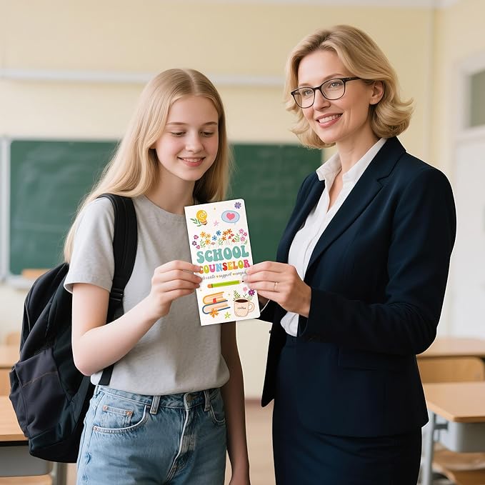 B1ykin Sticky Notes Set, School Counselor Theme Wildflowers Self-Stick Notes Pad Teacher Appreciation Gifts, Self-Adhesive Writing Memo Pages Sticky to Do Notepad for Class Office (School Counselor)