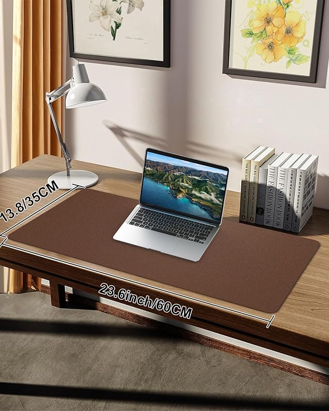 Small Desk Mat,Leather Desk mat,Desk Mouse pad,Office Desk mat,Laptop Mat for Desk, Non-Slip PU Leather Desk Blotter,Waterproof Desk Writing Pad for Office/Home(23.6"x13.8",Brwon)