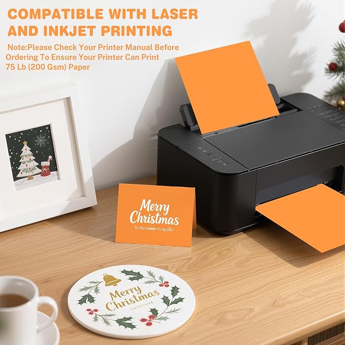 Light Orange Cardstock 8.5 X 11, 40 Sheets Card Stock, 75lb/ 200gsm Copy Paper, Cardstock Printer Paper For Art, Drawing, Invitation, DIY Card, Watercolor, Craft, Construction, School & Office Supplie