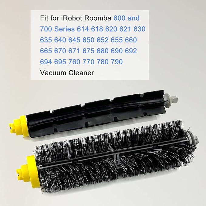 CauYien Roomba Replacement Brush Compatible with iRobot Roomba 600 and 700 Series 614 620 630 635 640 645 650 655 660 675 680 690 695 760 770 780 Vacuum Cleaner,3 Sets Bristle & Flexible Beater Brush