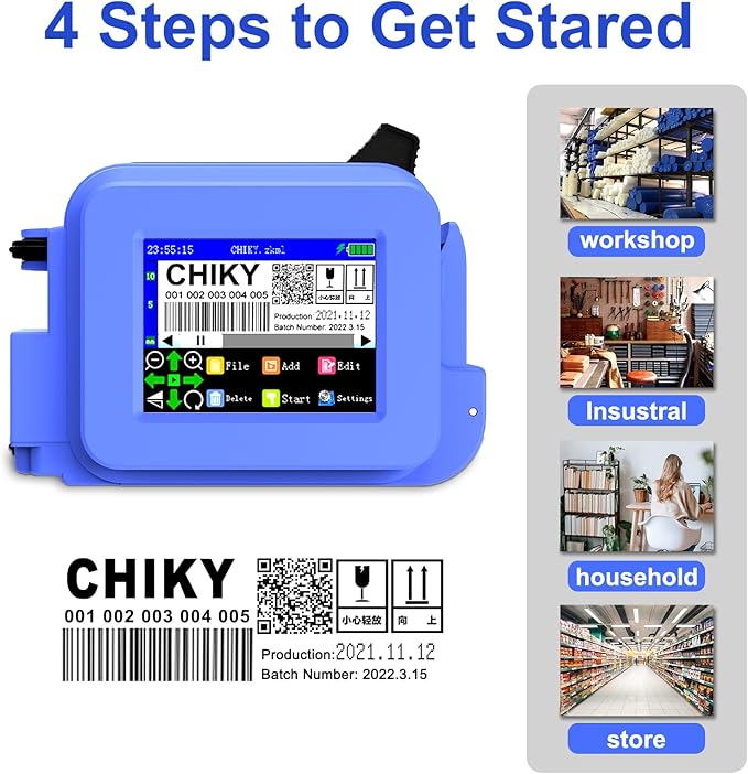 CHIKYTECH Upgraded Mini Inkjet Printer for All Materials, Portable Printing Machine for Date Time Barcode Logo Qrcode Batch Number Image Icons (Mini Inkjet Printer)