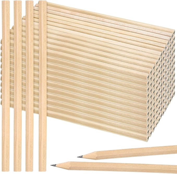 Fumete 500 Pieces Wooden Pencils Bulk No Eraser Hexagonal HB Graphite Unsharpened Natural Wood Pencils Without Erasers Christmas Classroom Gifts for Students Bulk Christmas Goodie Bag Stuffers