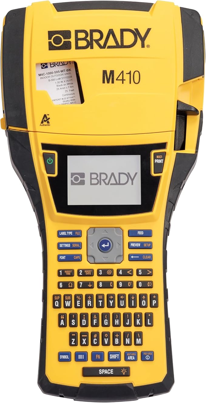 Brady M410 Handheld Portable Label Printer Kit with Carrying Case, Label Cartridge, Rechargeable Battery and Charger, 11.5" H x 6" W x 3.5" H